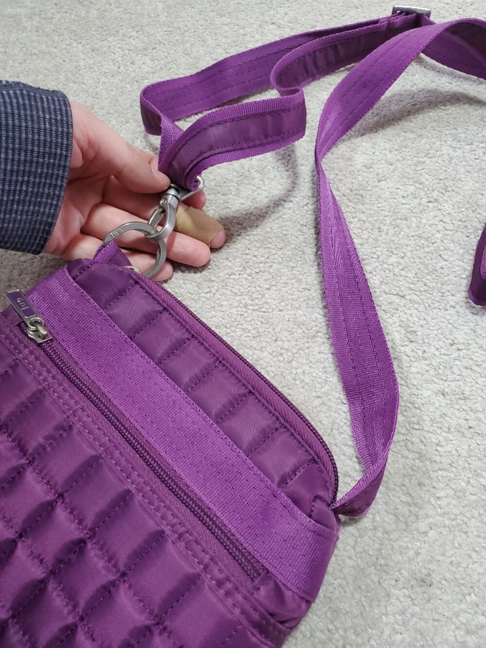 LUG Skipper Quilted Crossbody Bag Pouch Purse Waist Pack Plum Purple 7.5" x 8.5" - Picture 6 of 12